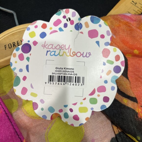 Infamous Swim Kasey Rainbow Swim Cover Up Womens O/S Guilia Kimono Beach Resort - Picture 6 of 6